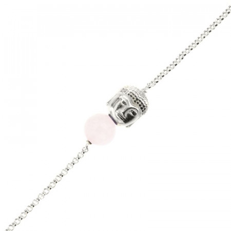 Bracelet Bouddha/Quartz rose Argent CHAKRA N°4 -18+2cm