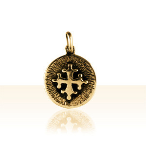 Médaille Plaqué Or FOND STRIEE CROIX OCCIT DECOU