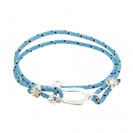 Bracelet Argent Manille CAP COZ double - bleu clair