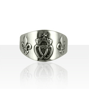 Bague Argent PLATE COEURS VENDEENS+FLEUR DE LYS