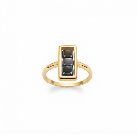 Bague Massaï Cubik en plaqué or – 3 cubes d’hématite bronze