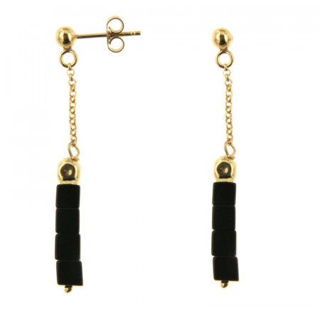 B.O. Argent MASSAÏ ONYX - L:4,5cm - Dorée
