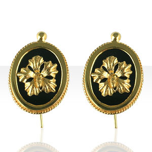 B.O CROCHETS Plaqué Or ONYX/OV GM HIBIS         