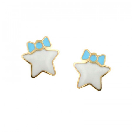 Boucles oreilles ETOILE Or 9 carats bleu