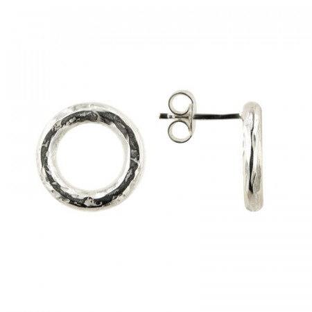 Boucles d'oreilles Cercle Argent PHI - Martelée - Argent massif