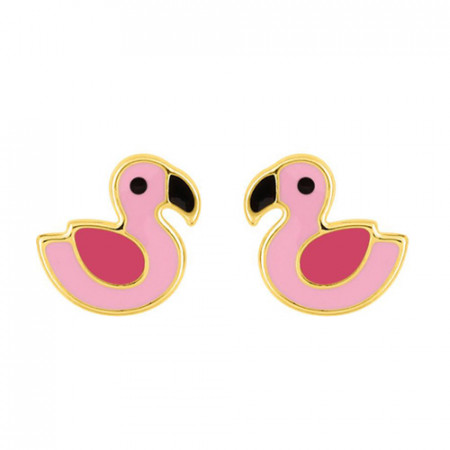 Boucles d'oreilles FLAMANT ROSE Or375 - VIS