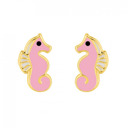 Boucles d'oreilles HIPPOCAMPE ROSE Or375 - VIS