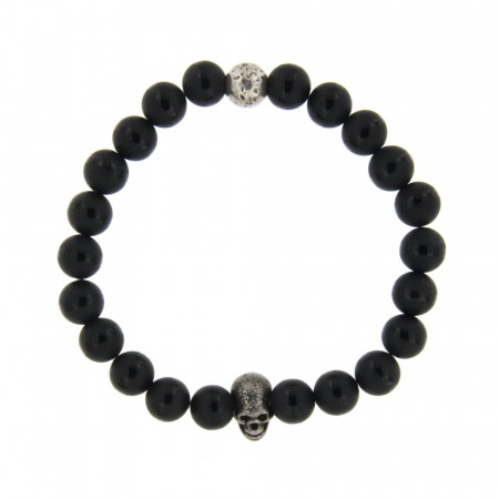 Bracelet Argent ANTIKA D8 - LASTIC T/Mort2 - Onyx Mat 8mm