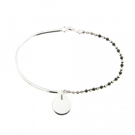 Bracelet Argent EPURE Semi-articulé FR20/Ble Bic Ruthénium - Disque D12
