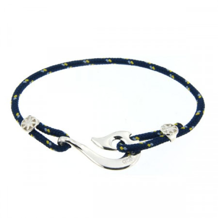 Bracelet Argent Hameçon Maori CAP COZ - bleu