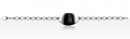Bracelet Argent IDENTITE ROLO 60/PLAQUE OVAL LARGE