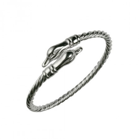 Bracelet Argent JONC TORS TETES CAN DBLE GM