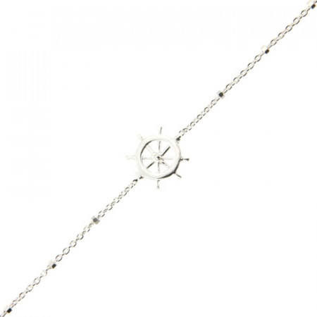 Bracelet Argent LA MER Roue marine / Mini cube 18+2,5cm