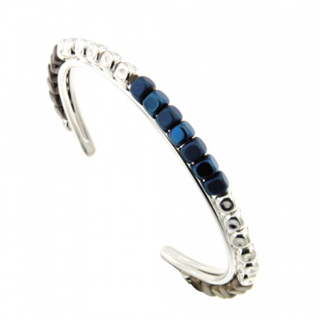 Bracelet Argent MASSAÏ JONC FIL 1 RANG Hématite marine/Gold -  l:6mm 