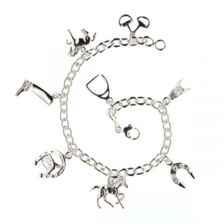 Bracelet Cheval 8 breloques - Argent massif