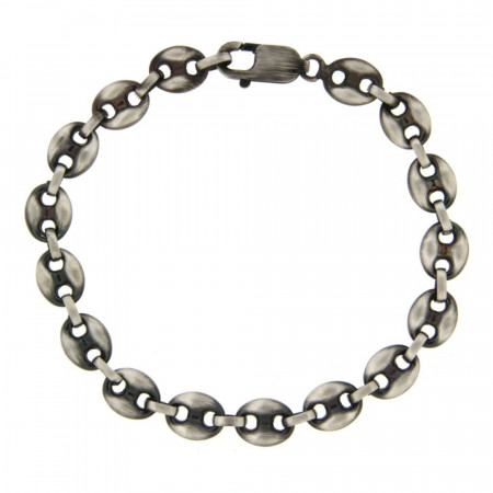 Bracelet grain de cafe Argent patiné 8mm
