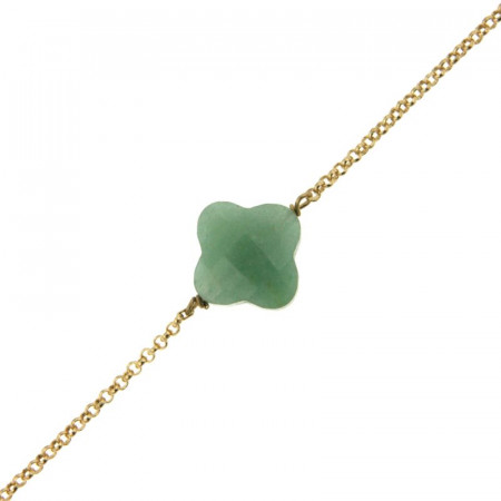 Bracelet TREFLE vert Plaqué Or - Aventurine GALEA