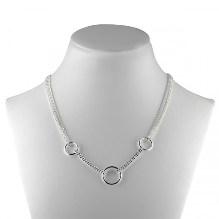 Collier Argent massif EPURE GOURMETTE 3 ANNEAUX