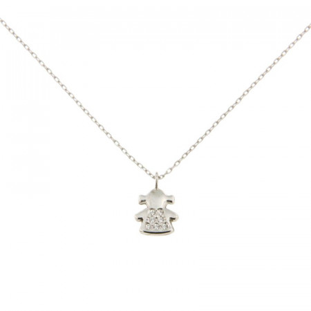 Collier petite fille Or blanc 375 - pendentif + chaine