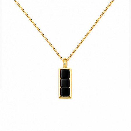 Collier Massaï Cubik en plaqué or – 3 cubes en onyx 