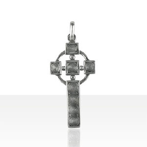 Croix Argent CELTIQUE CARREE SPIRALE              