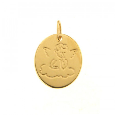Médaille Ovale ANGE uni nuage Or 375