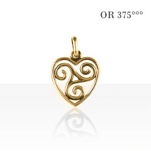 Pendentif COEUR TRISKELL AJOURE Or 375°°°