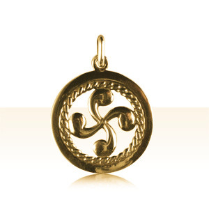 Pendentif Plaqué Or ENTOURAGE CROIX BASQUE 3    