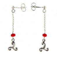 B.O. Argent PP Triskell - Perles rouge      