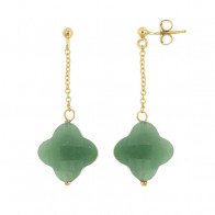 B.O Plaqué Or GALEA PP TREFLE - Aventurine - L: 3cm