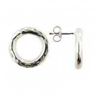 Boucles d'oreilles Argent PHI - Martelée - Argent massif