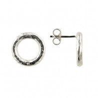 Boucles d'oreilles Cercle Argent PHI - Martelée - Argent massif