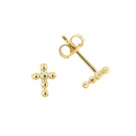 Boucles d'oreilles CROIX Perlée Or 375°°° -  POUSSETTE