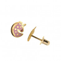 Boucles d'oreilles LICORNE rose Or 375°°° - VIS SECURITE
