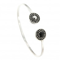 Bracelet Argent KELT JONC perlée CAB/06 Onyx