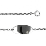 Bracelet "ECLAT" Argent 1 Diamant BB PLAQUE OVAL