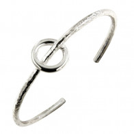 Bracelet Jonc Argent PHI - Martelé - Argent massif
