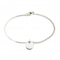Bracelet semi-rigide medaille 10mm Argent Massif