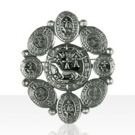 Broche Argent OVALE HERMINE ENTOURAGE DISQUES ROND