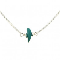 Collier Argent MASSAÏ/2  1 Chips Turquoise 40+2.5cm