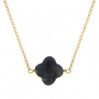 Collier Plaqué Or GALEA TREFLE - Sodalite 38+4cm
