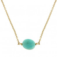 Collier Plaqué Or GALEA OVALE FACETTE - Amazonite - L: 38+4cm