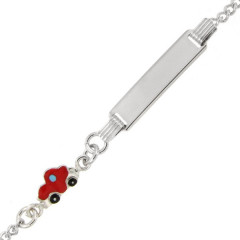 Bracelet Argent ENFANT Voiture rouge L: 14 + 2cm