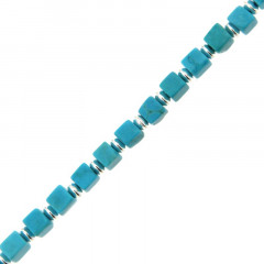 Bracelet Argent MASSAÏ/2  CUBE/SUITE Aulite Turquoise 19cm