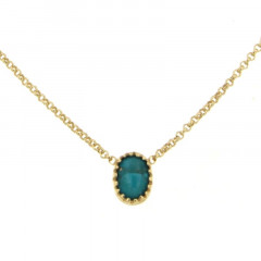 Collier Plaqué Or KHEOPS 8/6 turquoise 40cm