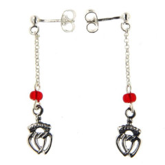 B.O. Argent PP Coeur vendéen - Perles rouge      