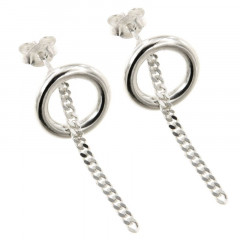 Boucles d'oreilles Cercle chaîne PHI - Argent massif 