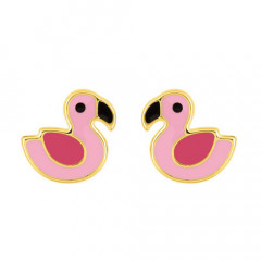 Boucles d'oreilles FLAMANT ROSE Or375 - VIS