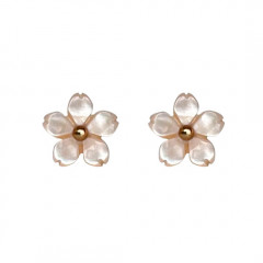 Boucles d'Oreilles Fleurs NACRE Rose - 8 mm