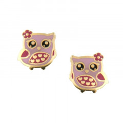 Boucles d'oreilles HIBOU Multicolore Or 375°°° - VIS SECURITE